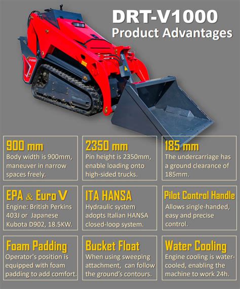 mini skid steer loader - v1000|shandong derette skid steer v1000.